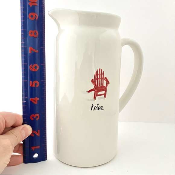 RELAX Red Adirondack chair Ivory pottery pitcher Rae Dunn By Magenta - Picture 4 of 13